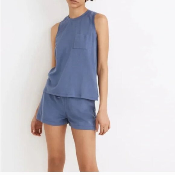 Madewell - MWL Breeze Muscle Tank Top Loungewear NA562 | Small: Still Ocean Blue - Picture 3 of 16